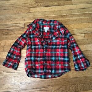 Cat&Jack 18M Red & Green Christmas Flannel|Lightweight Button-Up Shirt|Collared